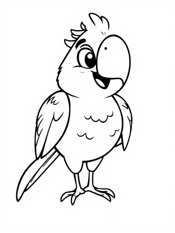 friendly smiling parrot drawing