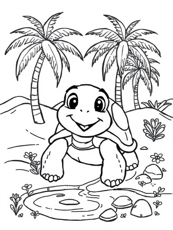 friendly turtle coloring page