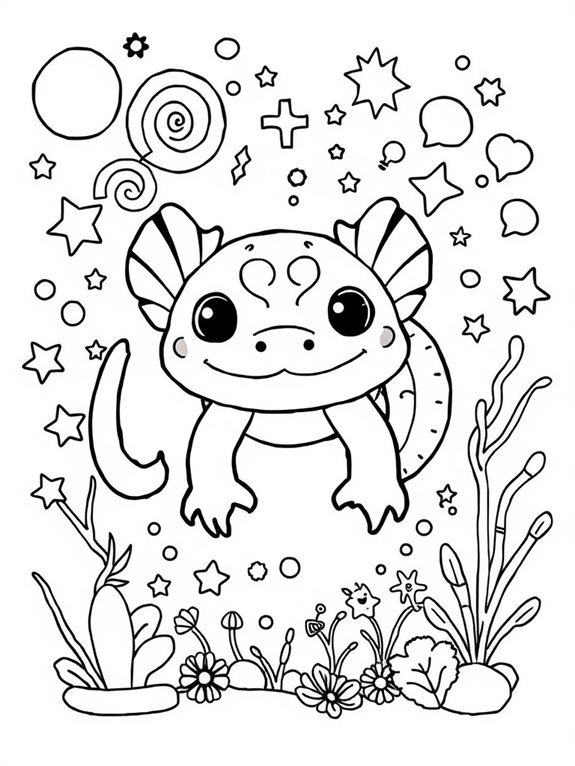 fun axolotl coloring page