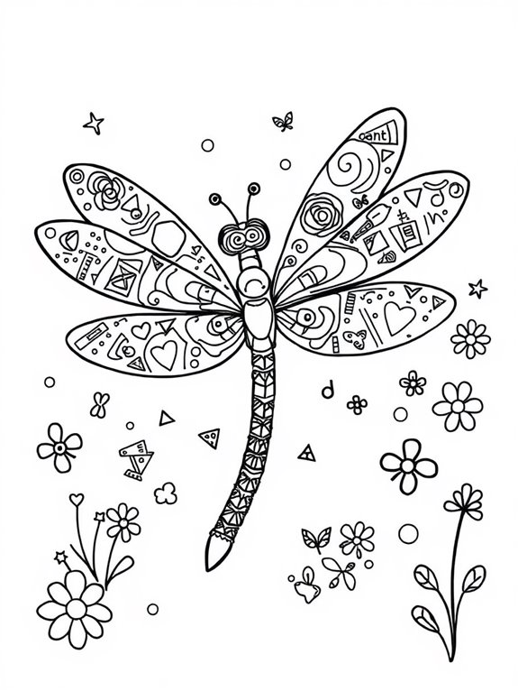 funky dragonfly doodle design