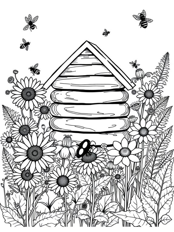 garden beehive coloring page