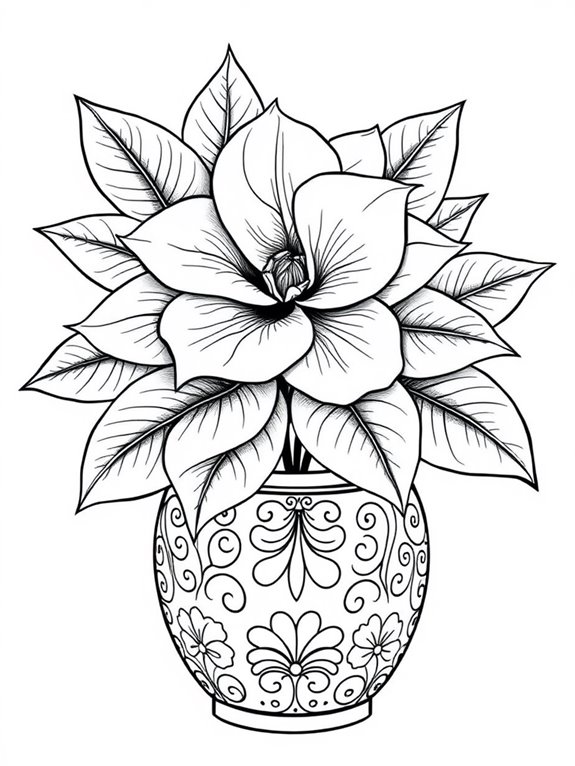 gardenia pot coloring page