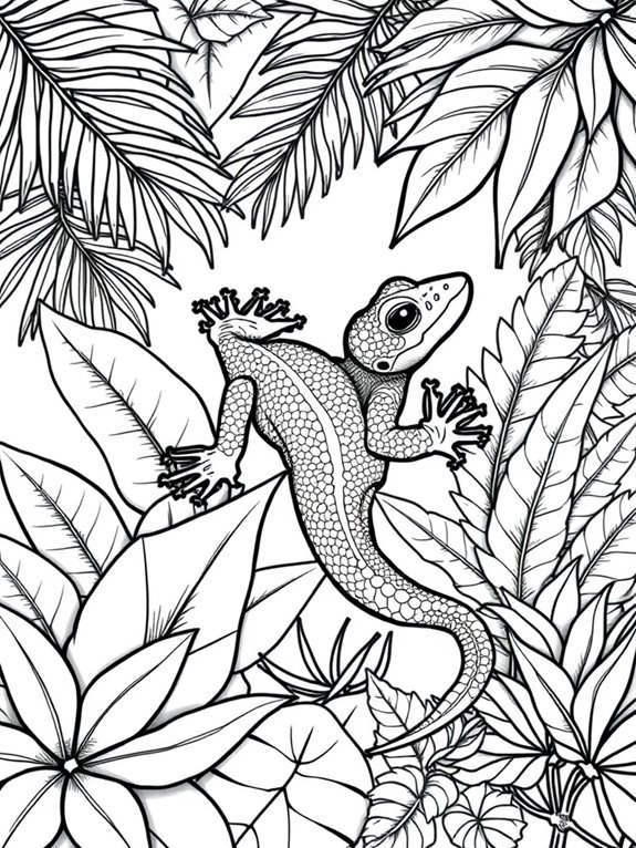 gecko among leafy foliage