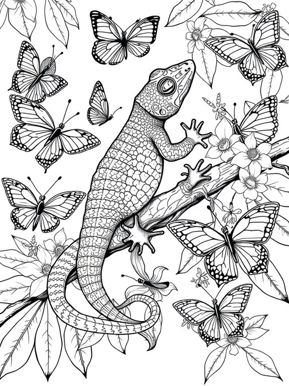 gecko and butterfly artwork