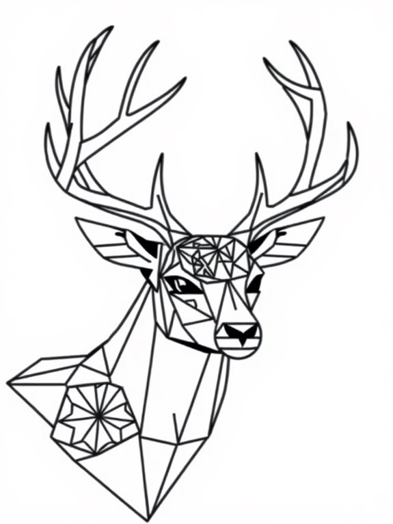 geometric deer coloring page