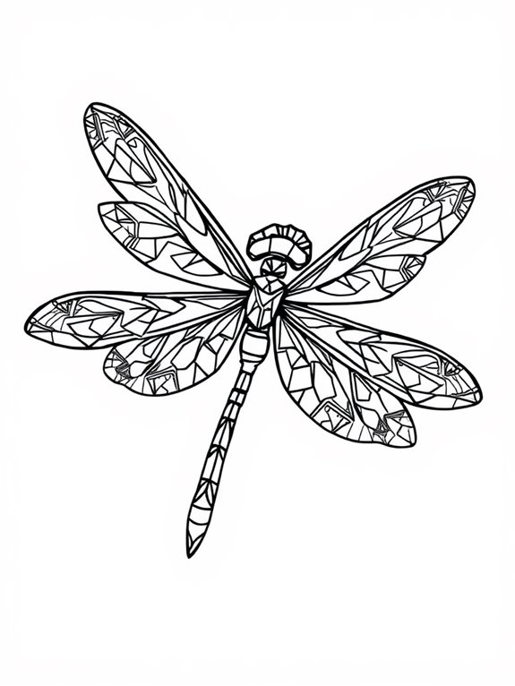 geometric dragonfly coloring page