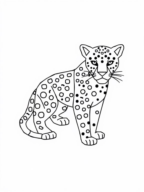 geometric leopard coloring page