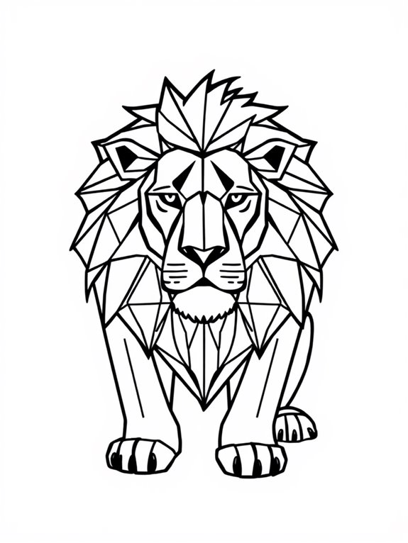 geometric lion coloring page