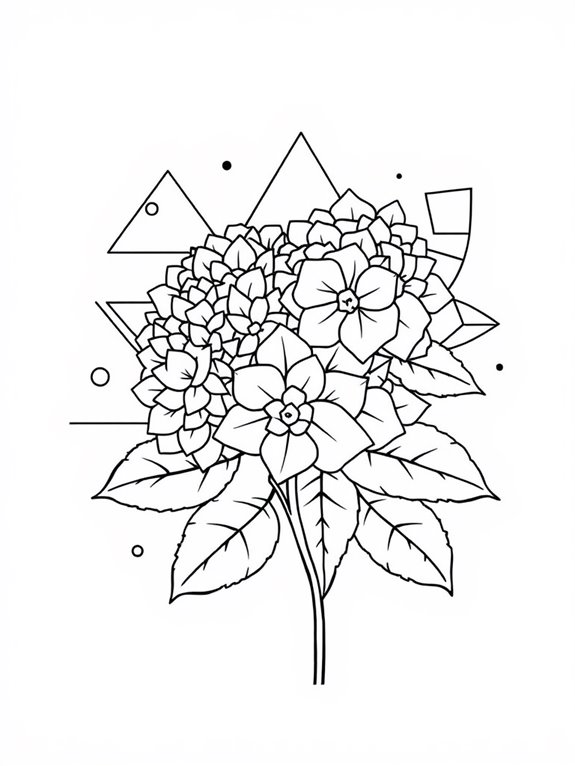 geometric minimalist hydrangea design