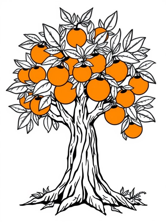 geometric orange tree design