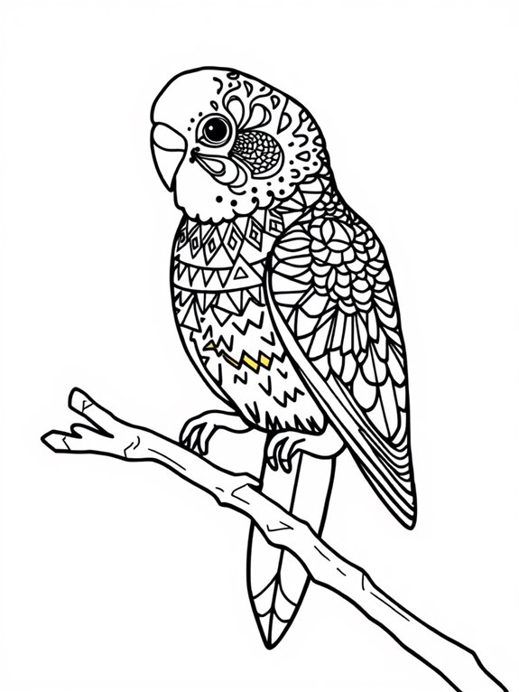 geometric patterned budgerigar illustration