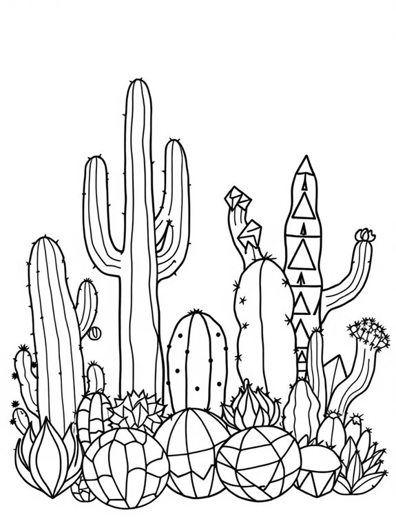 geometric patterned cactus illustration