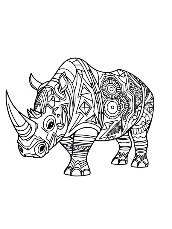 geometric patterned rhinos illustration