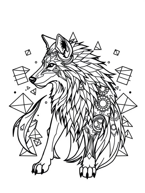 geometric patterned wolves illustration