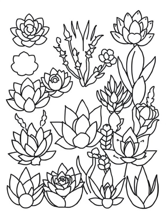 geometric succulent coloring page