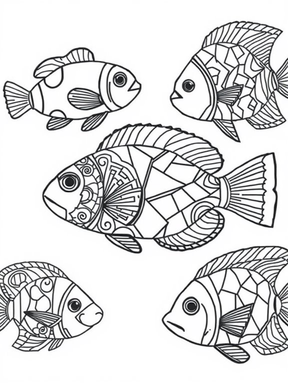 geometric tropical fish coloring