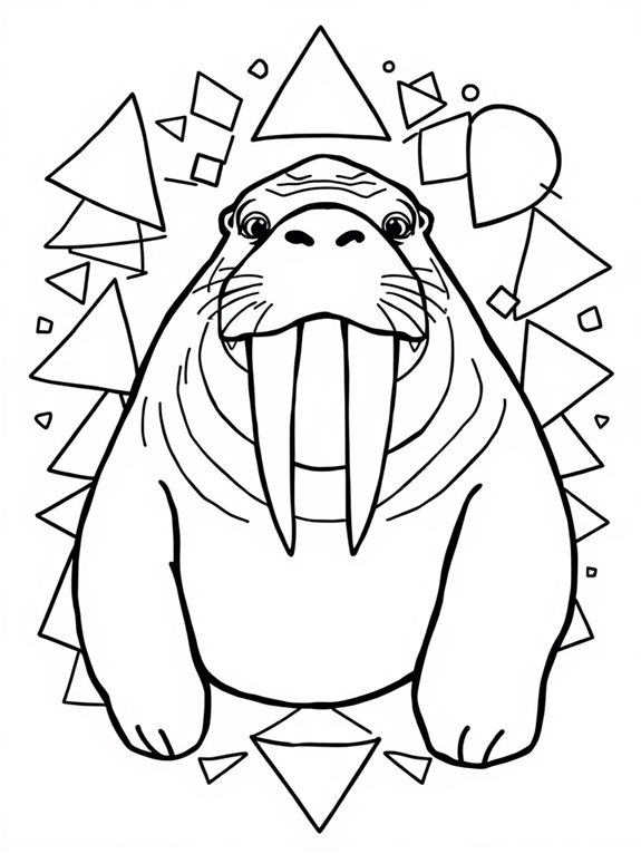 geometric walrus coloring page