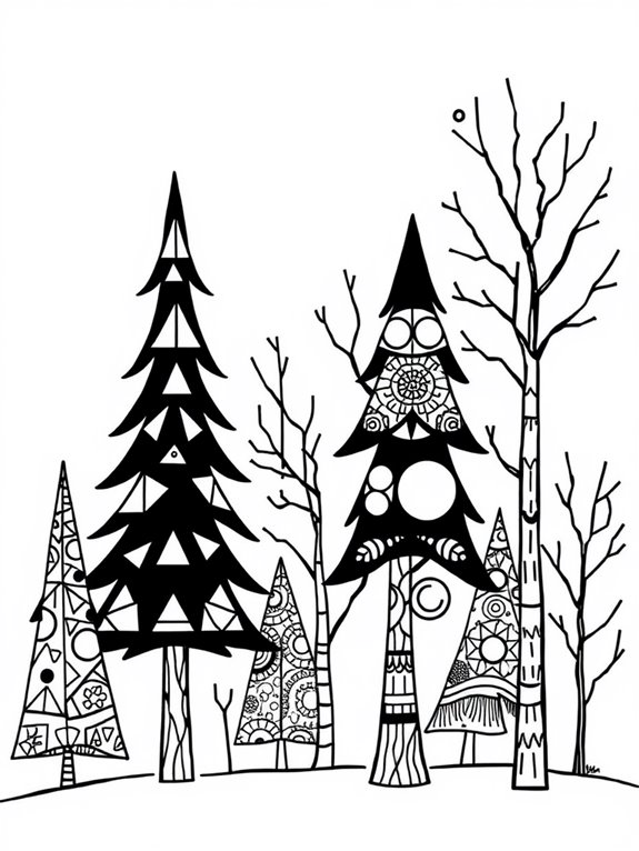 geometric winter tree designs