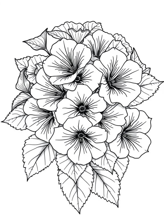 geraniums bouquet coloring page