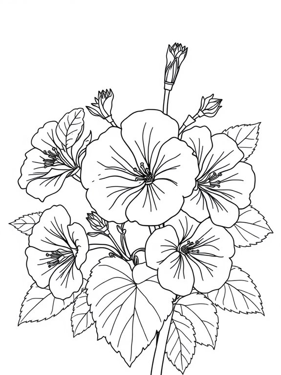 geraniums coloring page design