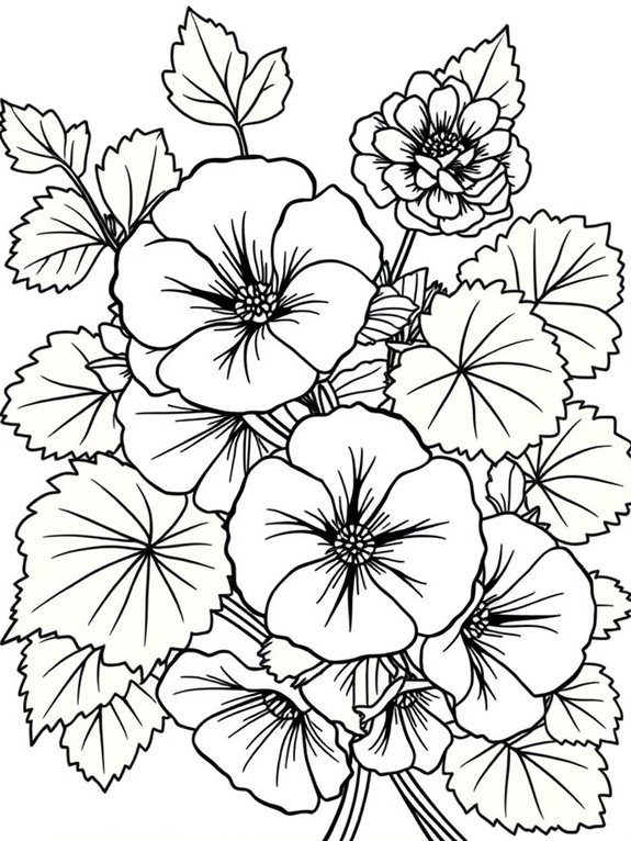 geraniums coloring page outline