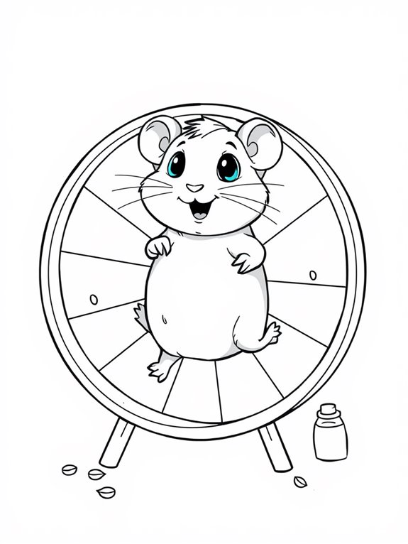 gerbil on wheel coloring page