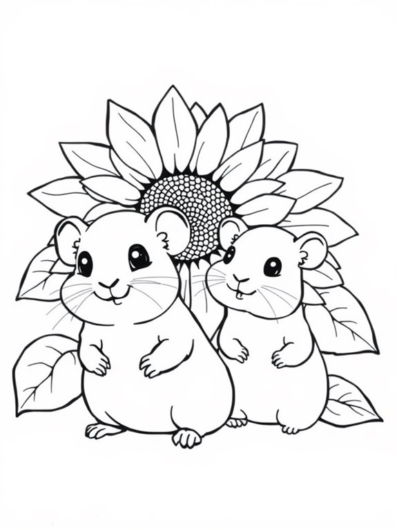 gerbil sunflower coloring page