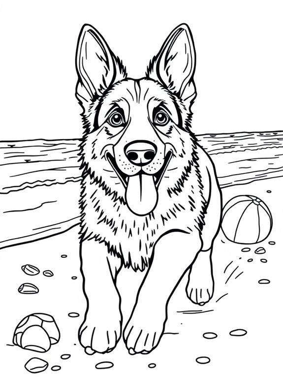 german shepherd beach scene