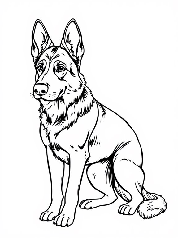 german shepherd coloring outline