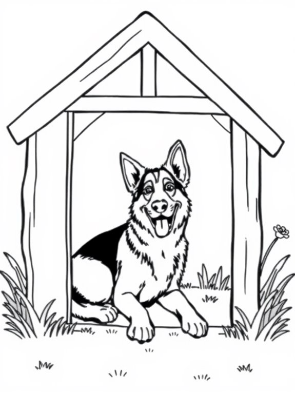 german shepherd doghouse coloring