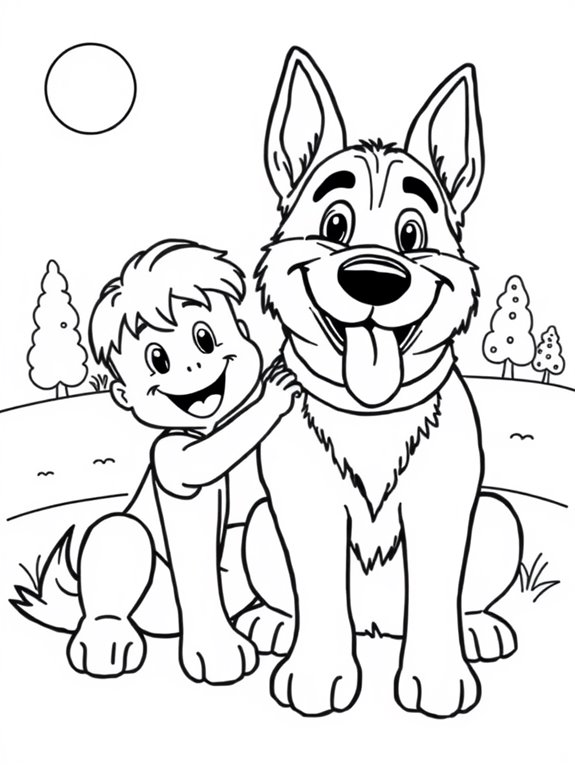 german shepherd with child