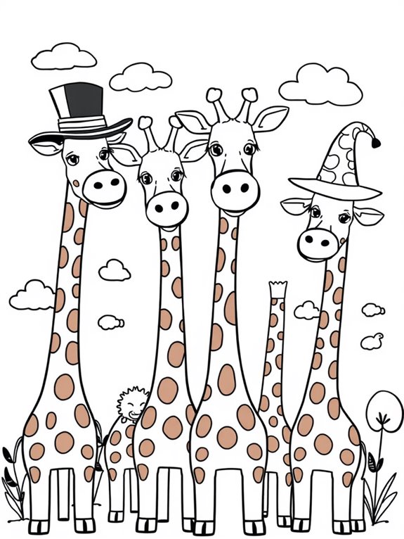 giraffes in silly hats