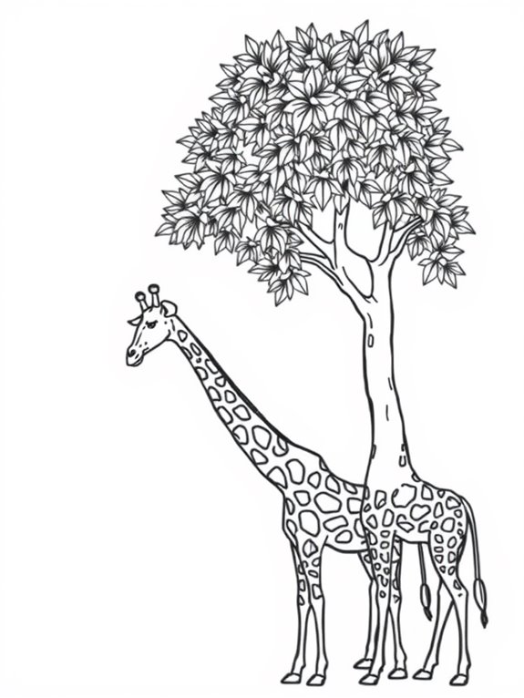 giraffes stretching for leaves