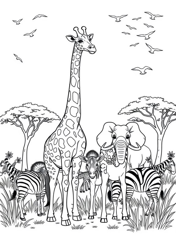 giraffes with other animals