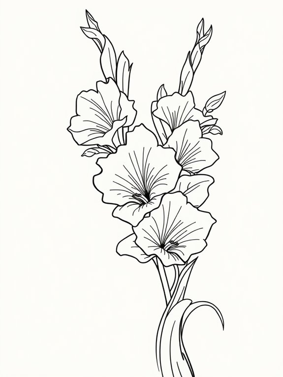 gladiolus flower coloring page