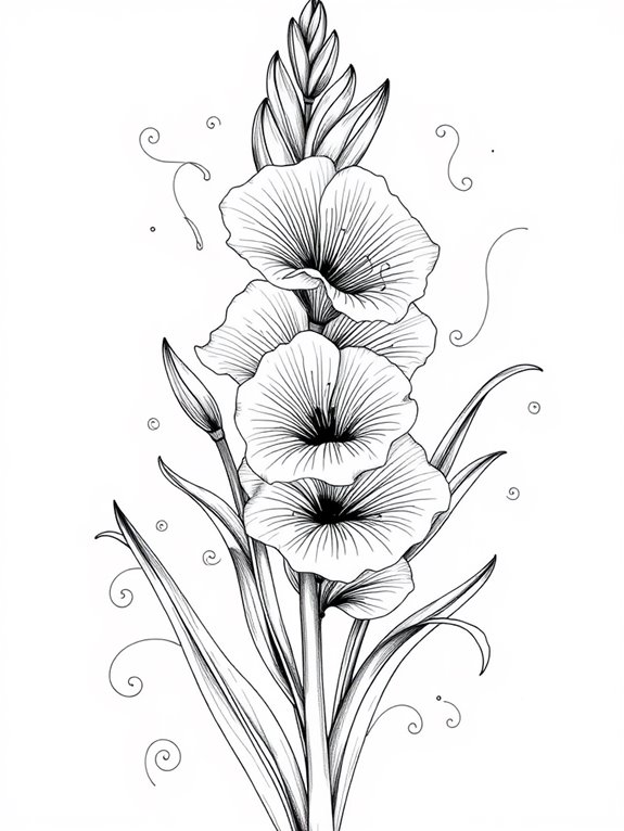 gladiolus flower coloring page