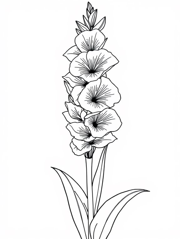 gladiolus flower coloring page