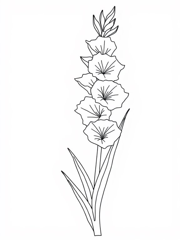 gladiolus flower coloring page