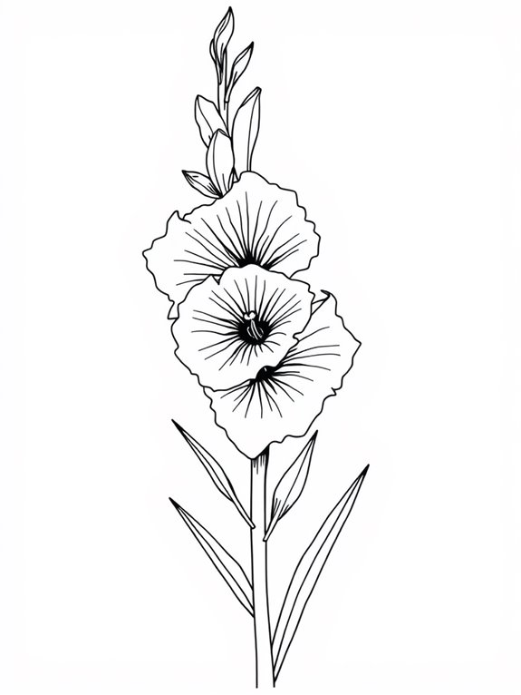 gladiolus flowers coloring page