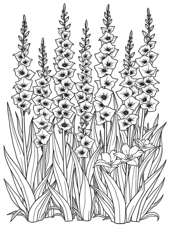 gladiolus garden coloring page