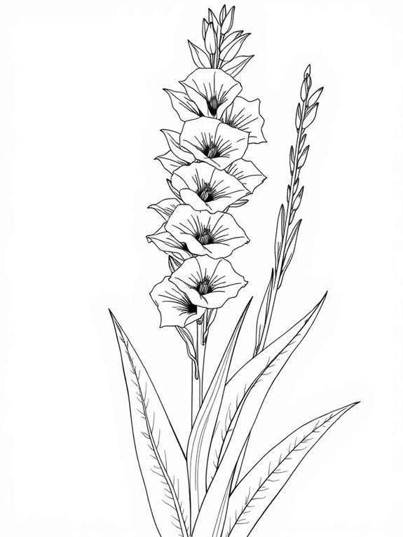 gladiolus leaves coloring page