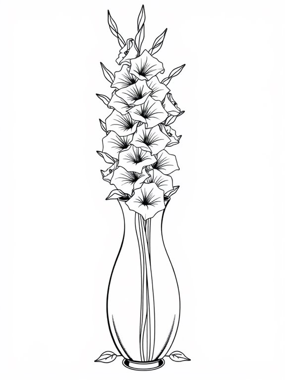 gladiolus vase coloring page