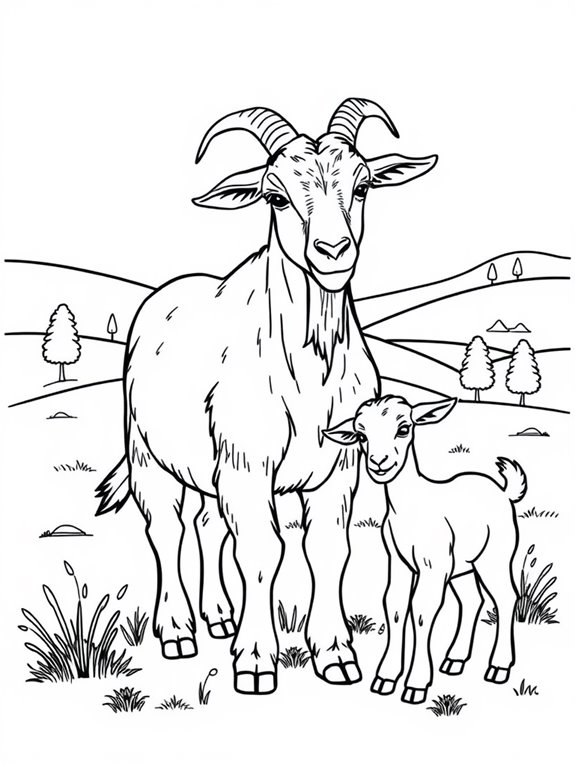 goats family coloring page