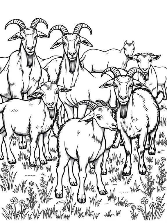 goats line art illustration