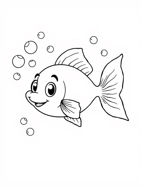 goldfish and bubbles coloring page