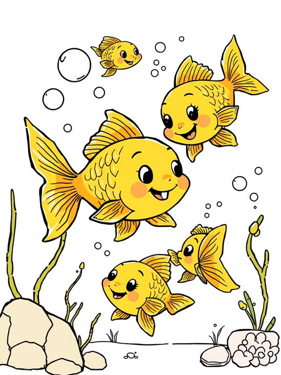 goldfish swimming together playfully