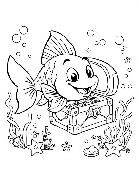 goldfish treasure chest coloring