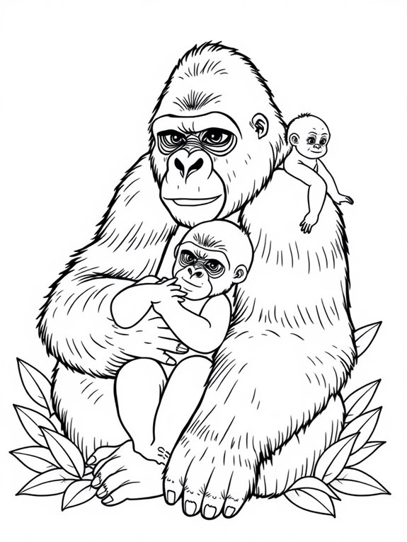 gorilla family coloring page