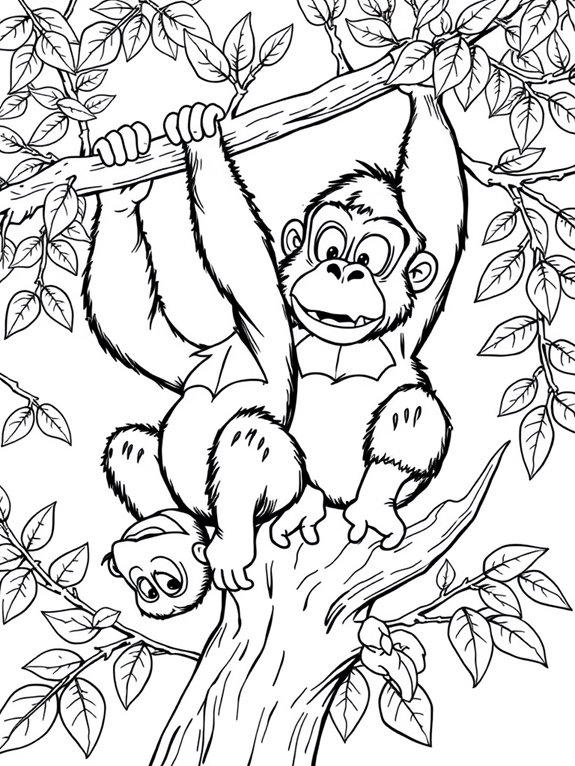 gorillas in tree illustration