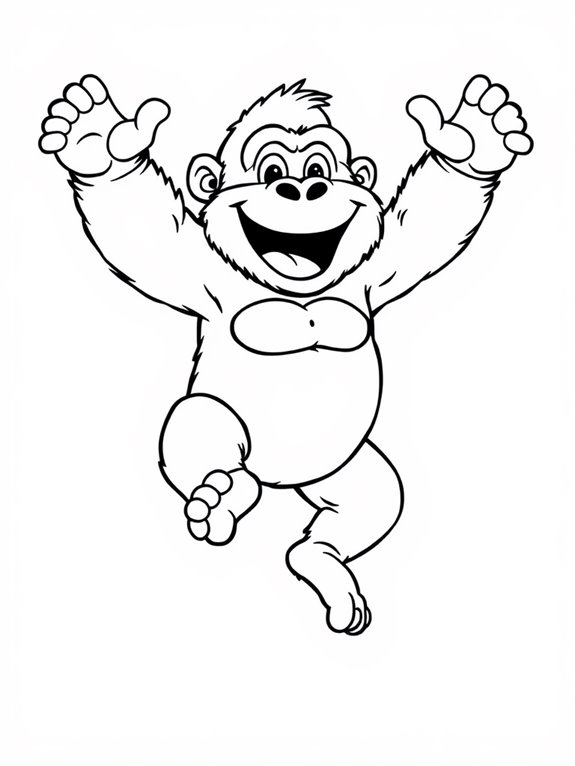 gorillas jumping coloring page